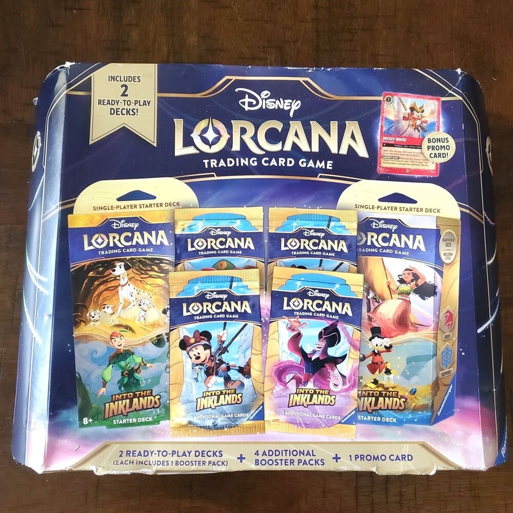 Disney Lorcana Into the Inklands Gift Set: 2 Decks, 4 Boosters, Promo Cards NEW